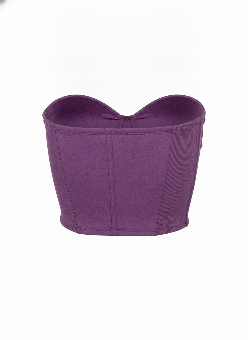 Purple Ruched Sweetheart Bustier Top