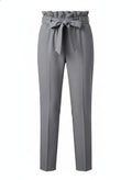 Gray Paperbag Waist Tapered Pants
