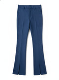 Blue Split Hem Flare Pants