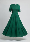 Green Tiered Smocked Midi Dress