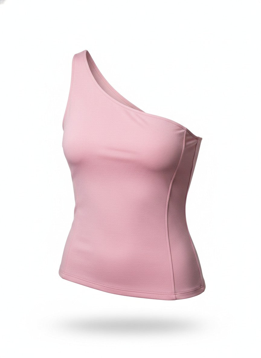 Pink Asymmetrical One Shoulder Top