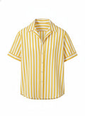 Yellow Striped Short Sleeve Shirts