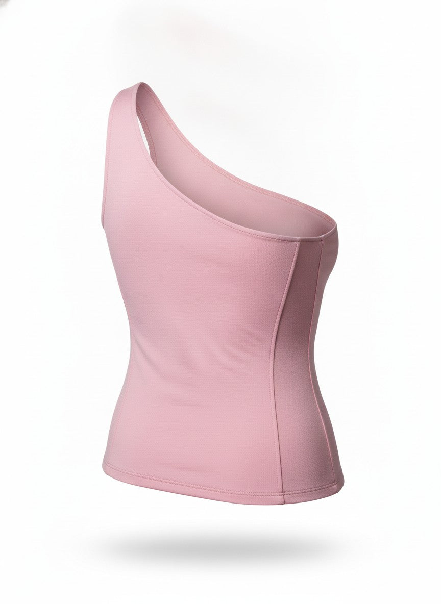 Pink Asymmetrical One Shoulder Top
