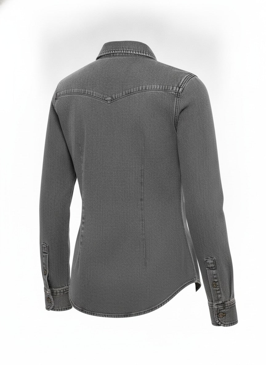 Gray Utility Pocket Denim Shirts