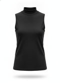 Black Mock Neck Sleeveless Top