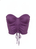 Purple Ruched Sweetheart Bustier Top
